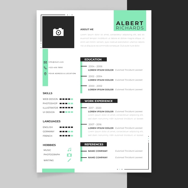 Free vector cv template theme