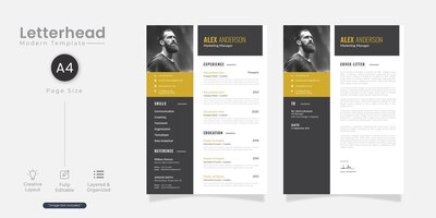 Free vector cv template with cover letter template free