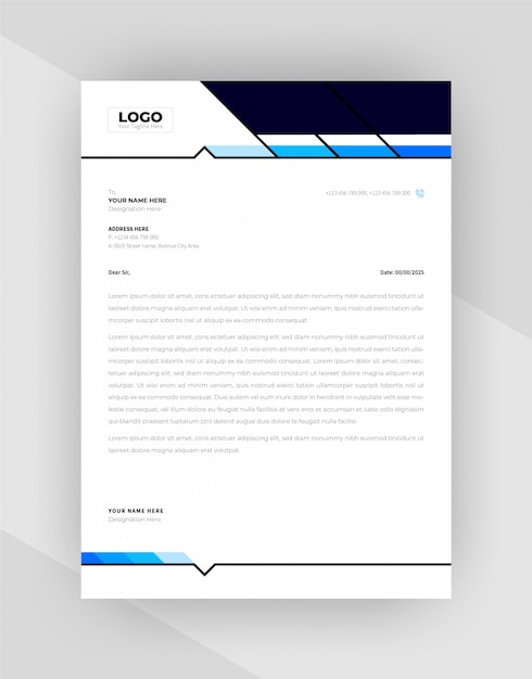 Cyan & blue color creative letterhead template design.