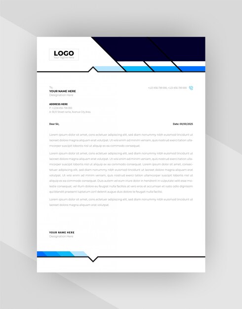 Cyan & Blue color Creative letterhead template design.