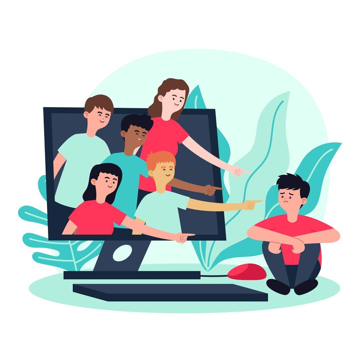 Free Vector cyber bullying concept with people
