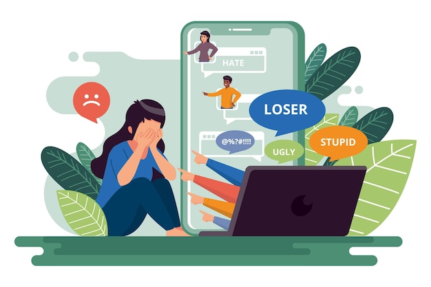 Free vector cyber bullying concept