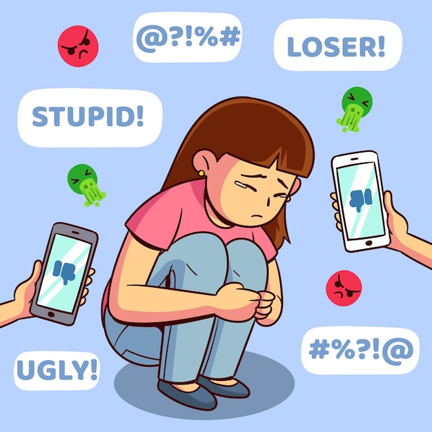 Free vector cyber bullying illustration theme