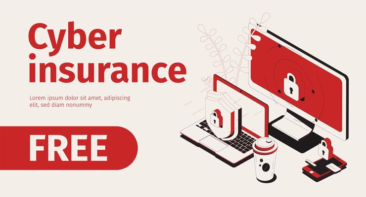Free Vector cyber insurance horizontal banner