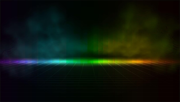 Free vector cyber modern tech background with grids and colorful glow. big data connection concept.