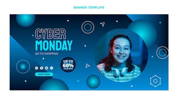 Free vector cyber monday banner template