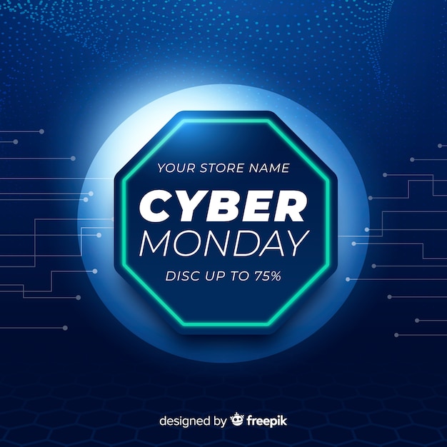 Cyber monday banner with realistic technology