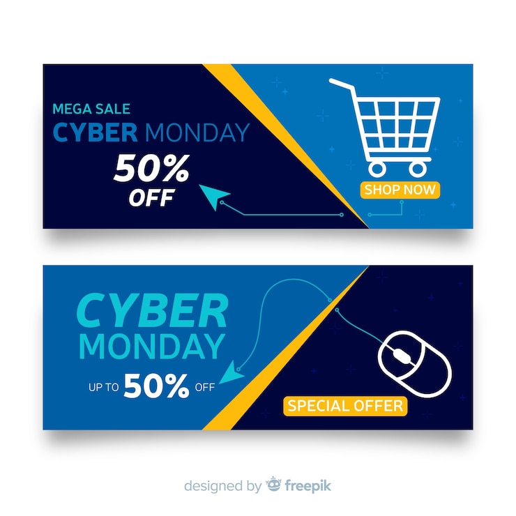 Free Vector cyber monday banners in flat design
