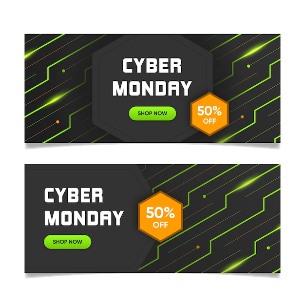 Free vector cyber monday banners in flat design