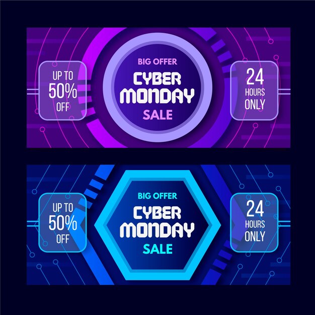 Cyber monday banners in flat design