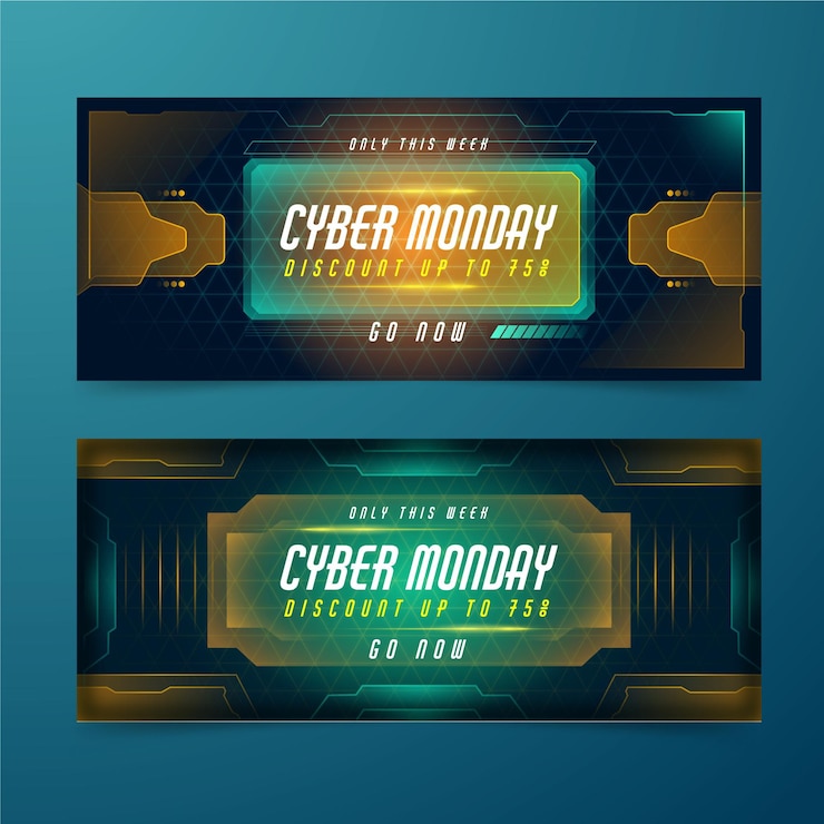 Free Vector cyber monday banners in flat design