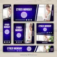 Vettore gratuito pacchetto banner cyber ​​monday