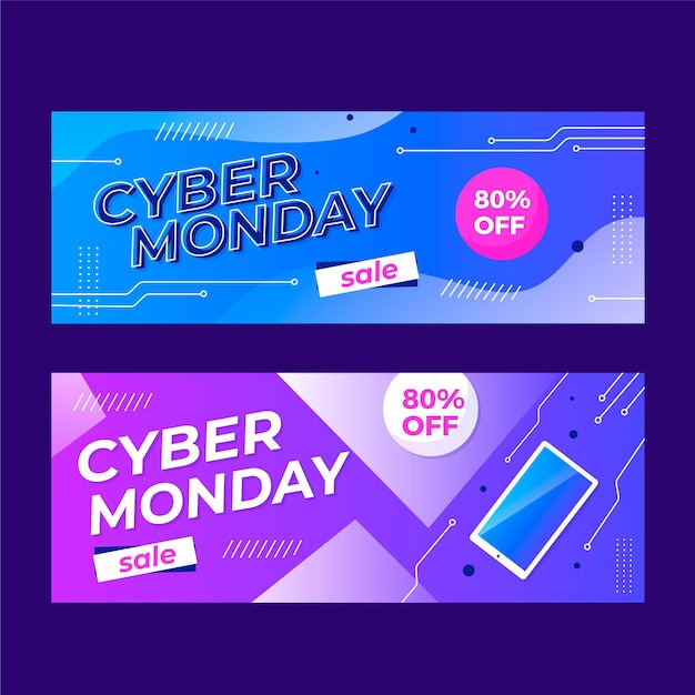 Free vector cyber monday banners pack