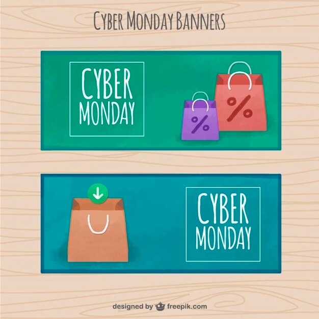 Cyber monday banners with bags