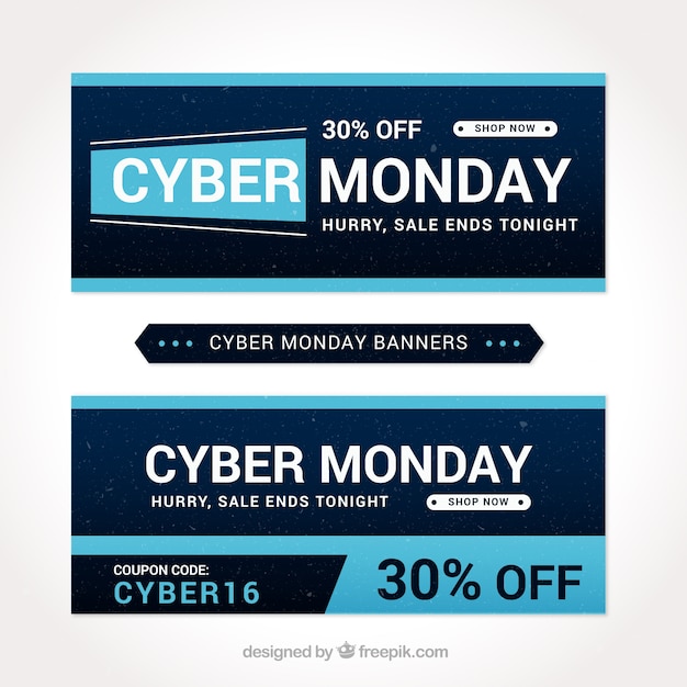 Cyber monday banners with blue details