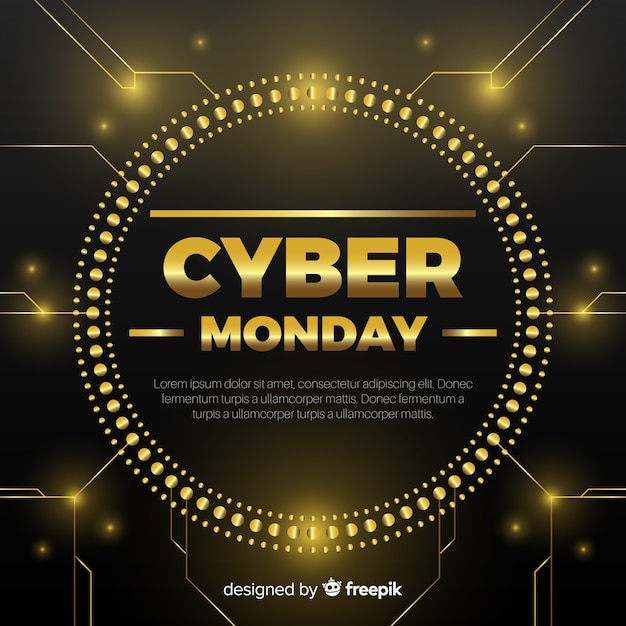 Free vector cyber monday black and golden sale background