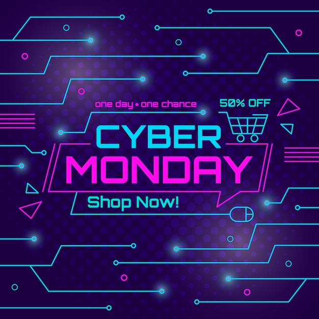 Концепция Cyber Monday в плоском дизайне