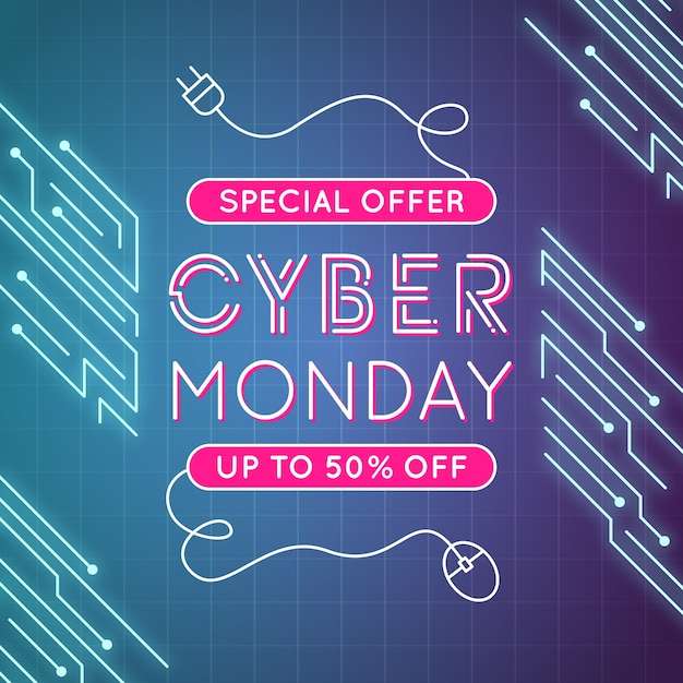 Концепция Cyber Monday в плоском дизайне