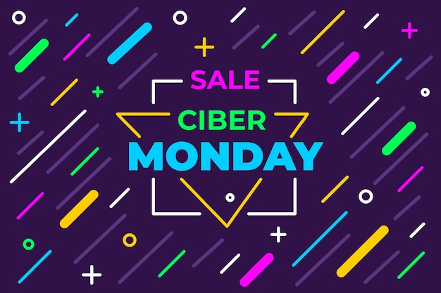 Бесплатное векторное изображение Концепция cyber monday в плоском дизайне