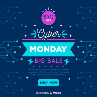 Cyber monday concept with flat design background