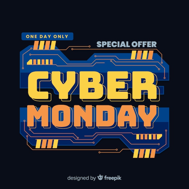 Cyber monday concept with flat design background