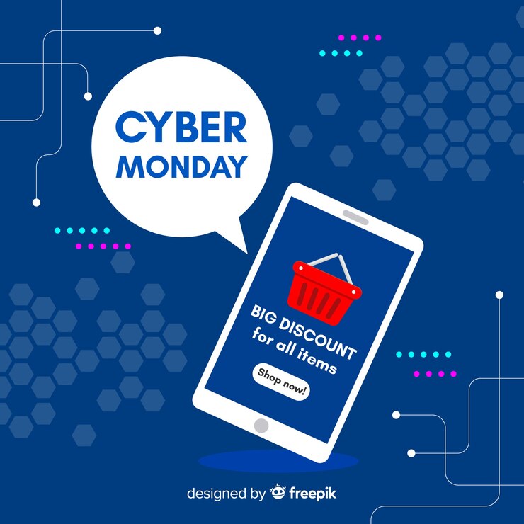 Free Vector cyber monday concept with flat design background