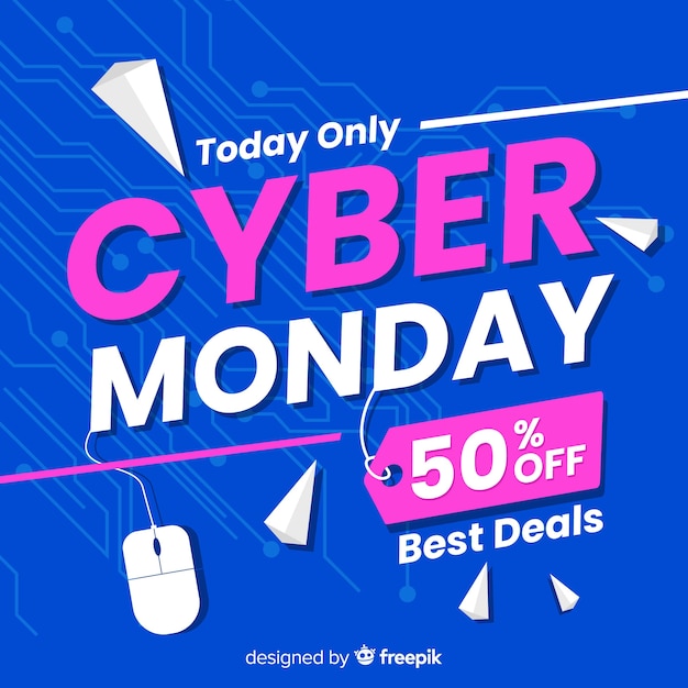 Cyber monday concept with flat design background