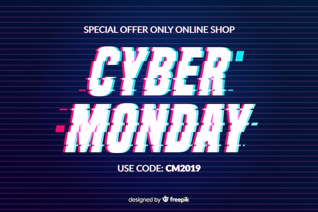 Cyber monday concept with glitch effect