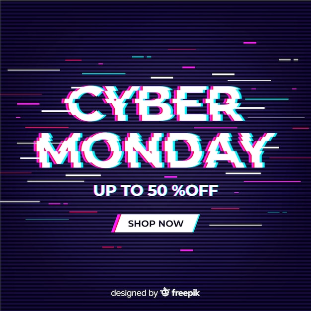 Cyber monday concept with glitch effect