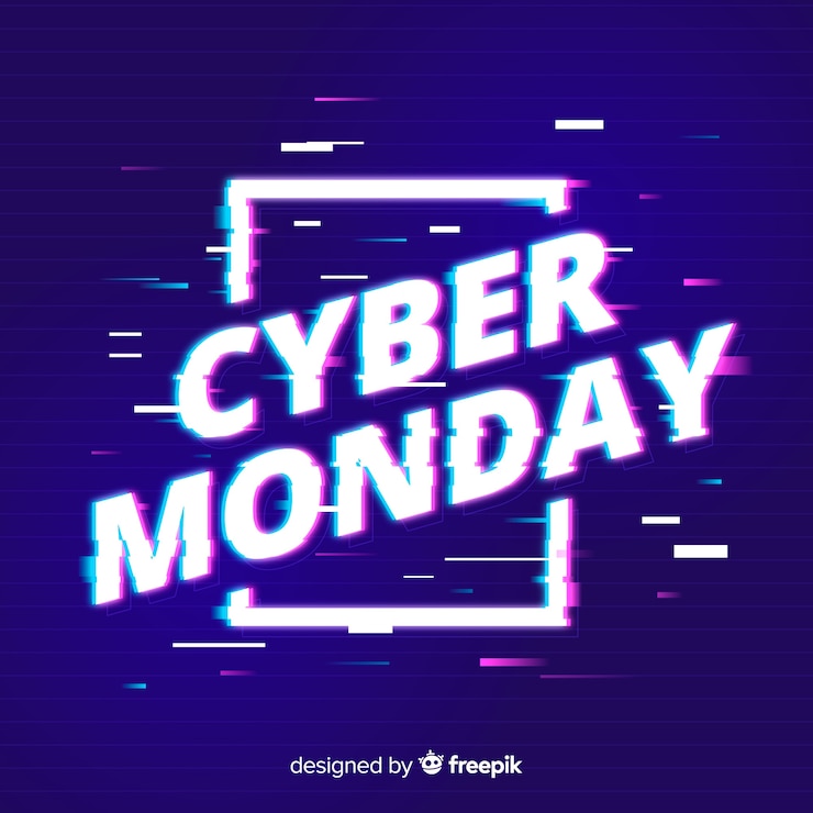 Free Vector cyber monday concept with glitch effect