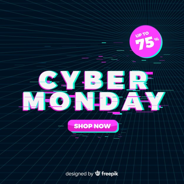 Cyber monday concept with glitch effect