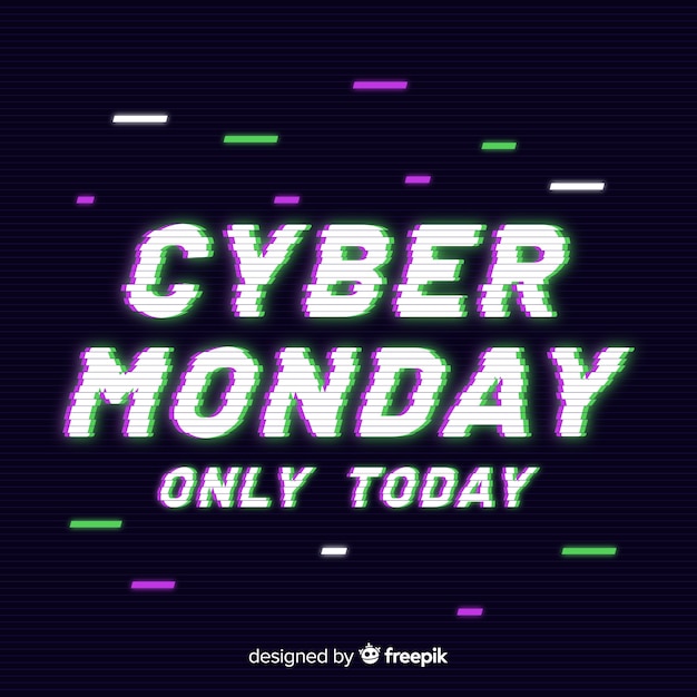 Free vector cyber monday concept with glitch effect