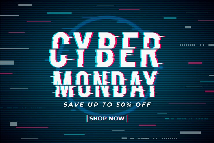 Free Vector cyber monday concept with glitch effect