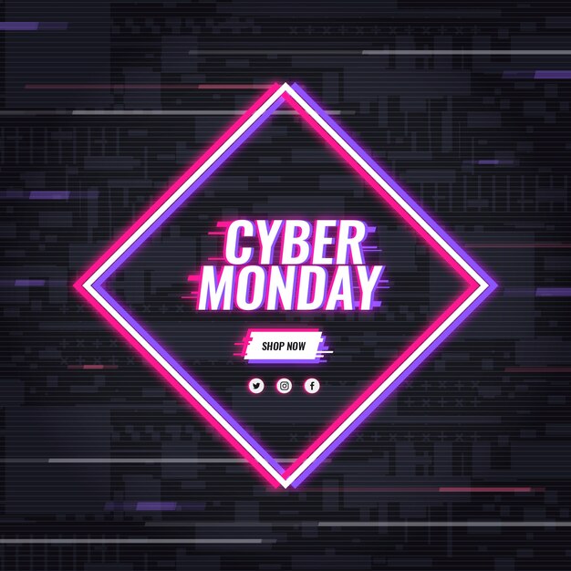 Cyber monday concept with glitch effect