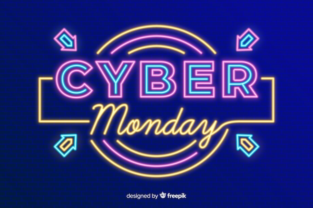 Cyber monday concept with neon background