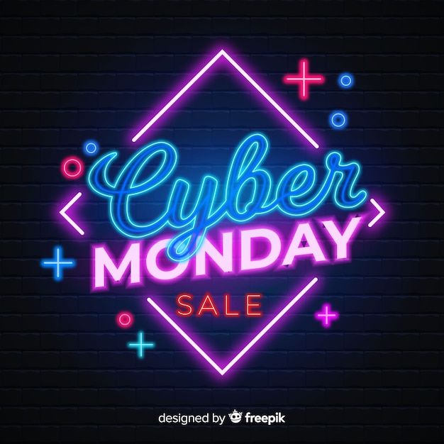 Cyber monday concept with neon background