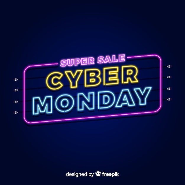 Concetto di cyber lunedì con sfondo al neon