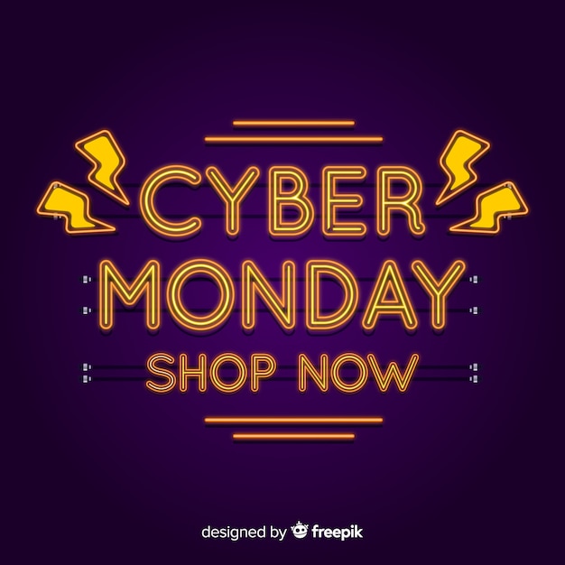 Free vector cyber monday concept with neon background