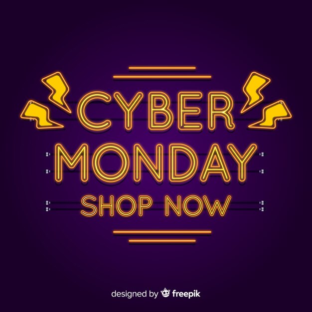 Cyber monday concept with neon background