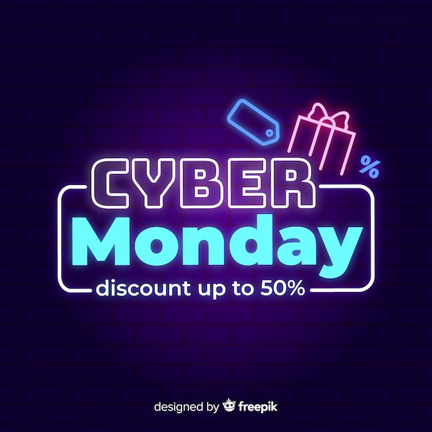 Концепция Cyber Monday с неоновым дизайном