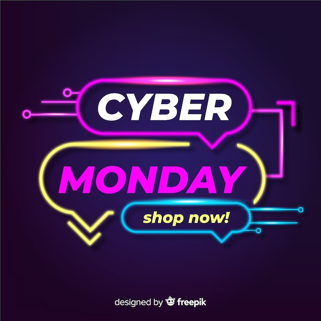 Концепция Cyber Monday с неоновым дизайном