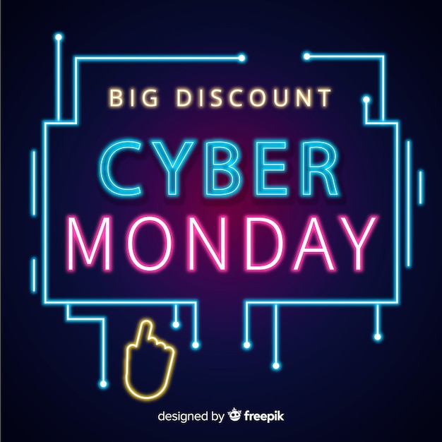Cyber monday concept with neon design