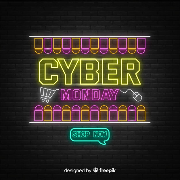 Концепция Cyber Monday с неоновым дизайном