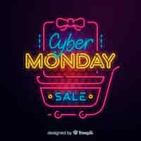 Free vector cyber monday concept with neon design