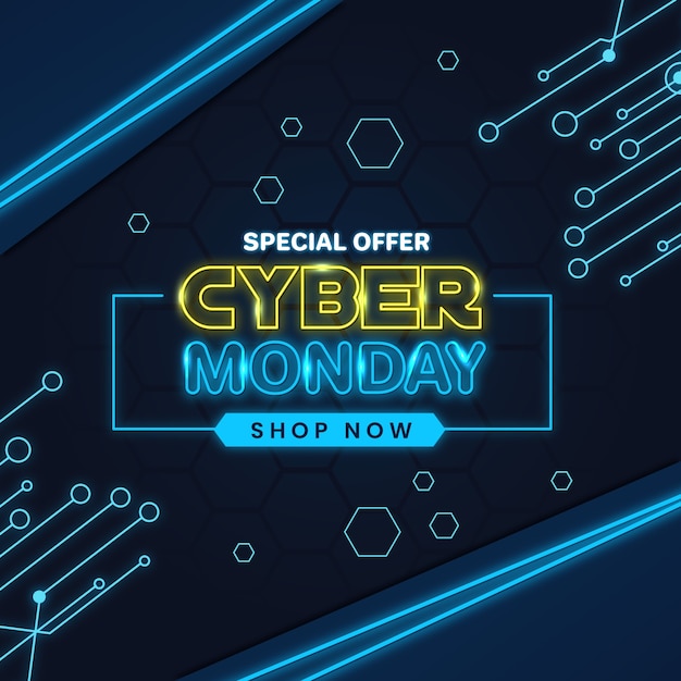 Концепция Cyber Monday с неоновым дизайном