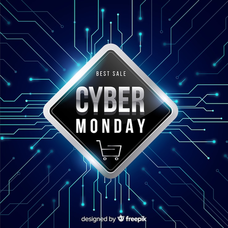Free Vector cyber monday concept with realistic background