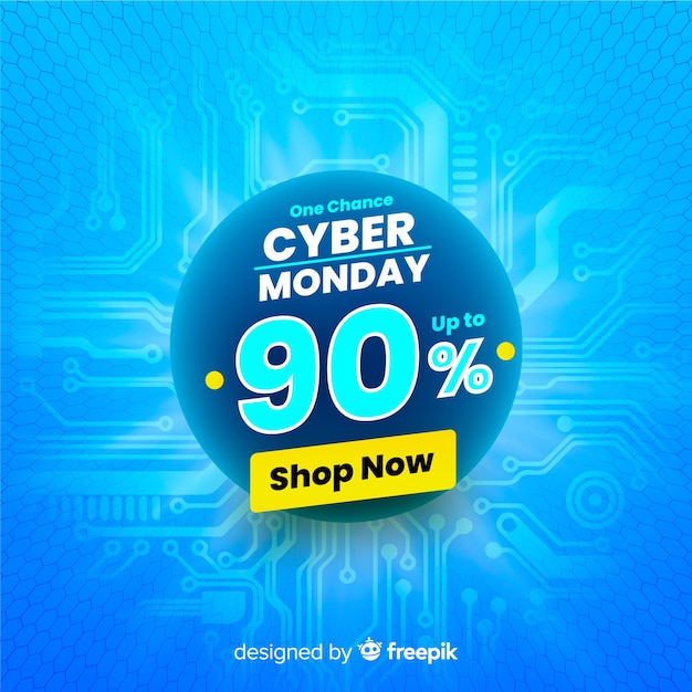 Cyber monday concept with realistic background