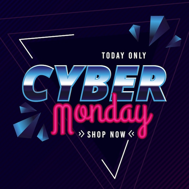 Бесплатное векторное изображение Концепция cyber monday с ретро-футуристическим дизайном