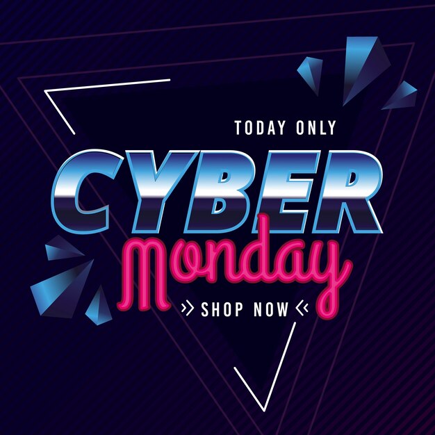 Cyber monday concept with retro futuristic design