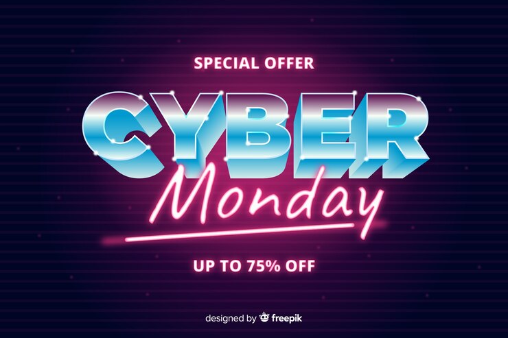 Free Vector cyber monday concept with retro futuristic style